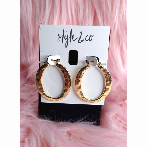 Style & Co. Hammered Gold Hoop Earrings - Picture 1 of 2